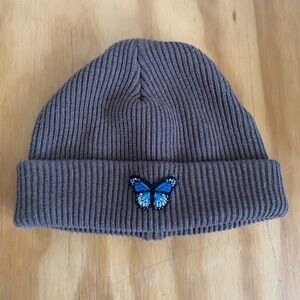 Toddler Rib Knit Beanie Butterfly Patch 2T